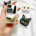 3D cute kitten phone holder with mini mirror