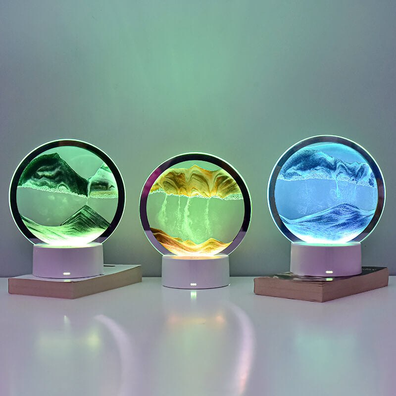 Creative Round Hourglass Quicksand 3D LED Night Light Table Lamp