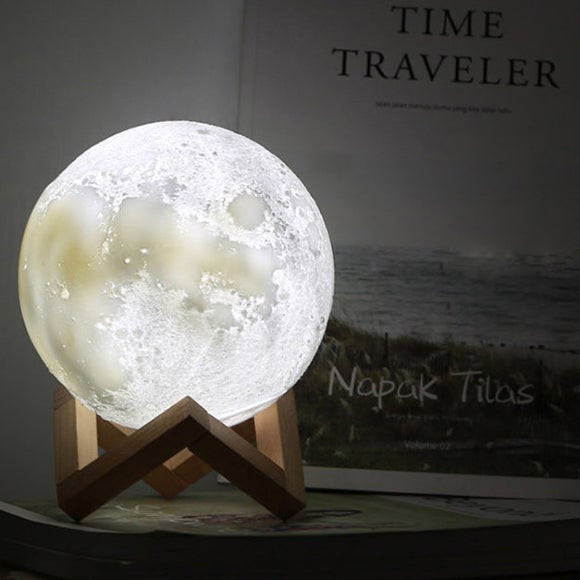 Creative Mini Rechargeable 3D Printed Moon 1-Light LED Table Lamp