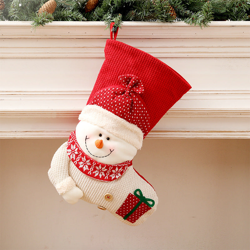 Large knitted Christmas stocking with Santa