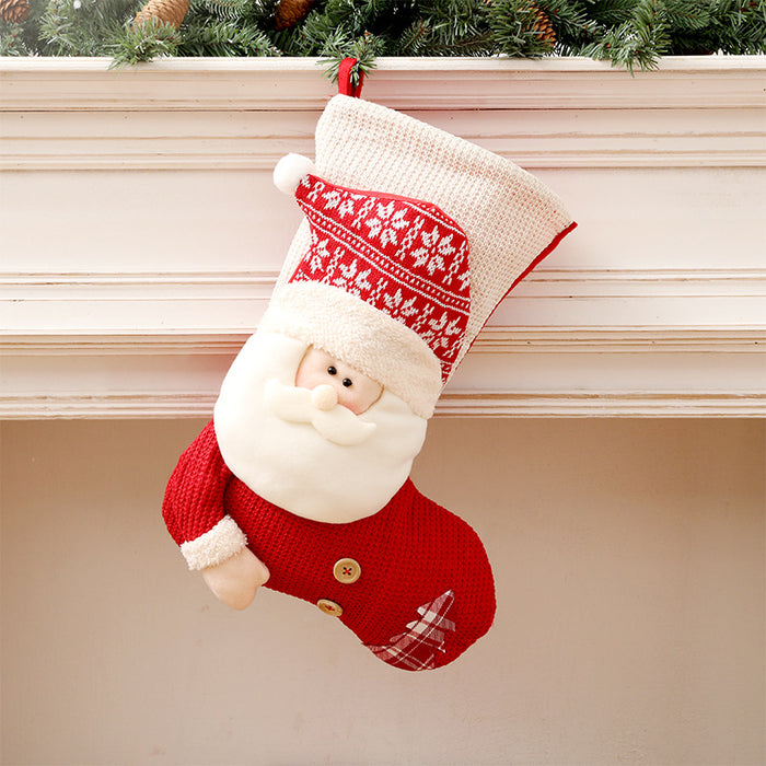 Elmvora Large knitted Christmas stocking with 3D figure