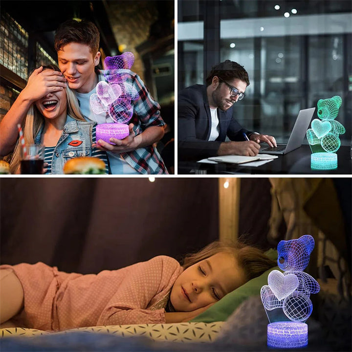 Glowing 3D teddy bear acrylic night light