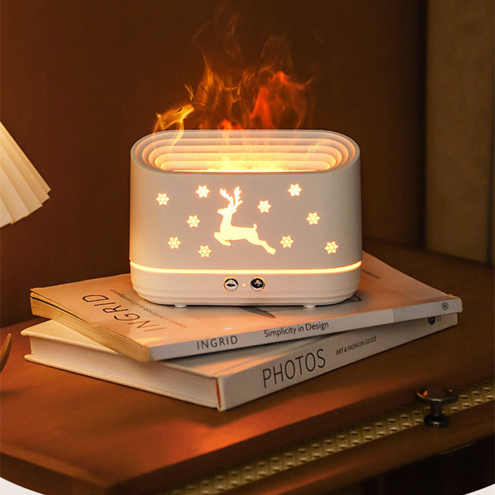 Reindeer flame diffuser with festive glow