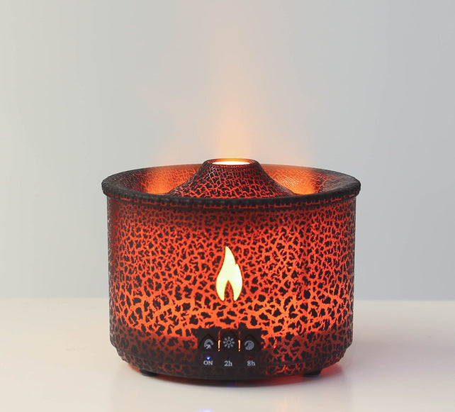 Volcano flame aroma diffuser with mist rings