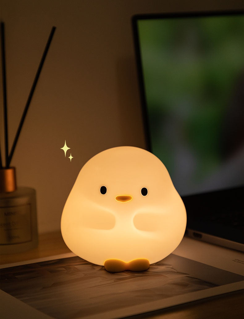 Silicone duck night light glowing