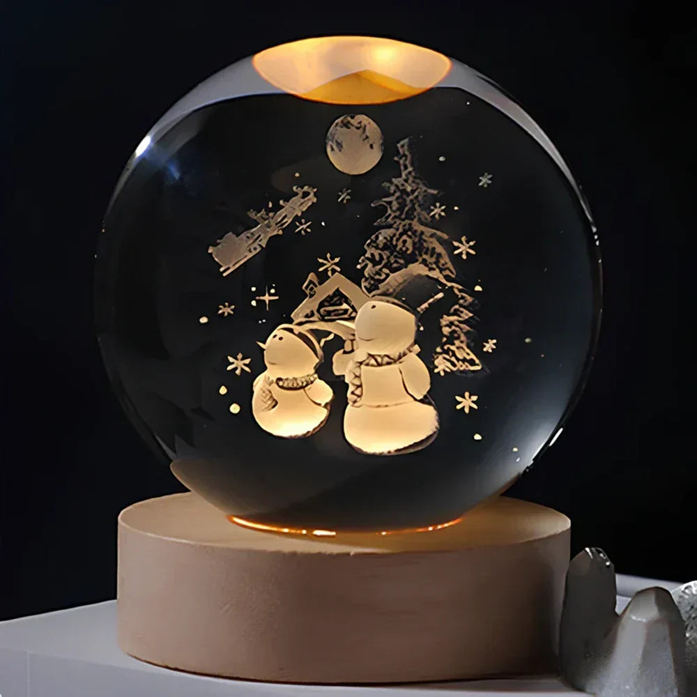 LED Night Light with 3D Crystal Sphere