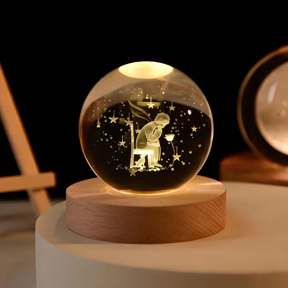 LED Night Light with 3D Crystal Sphere
