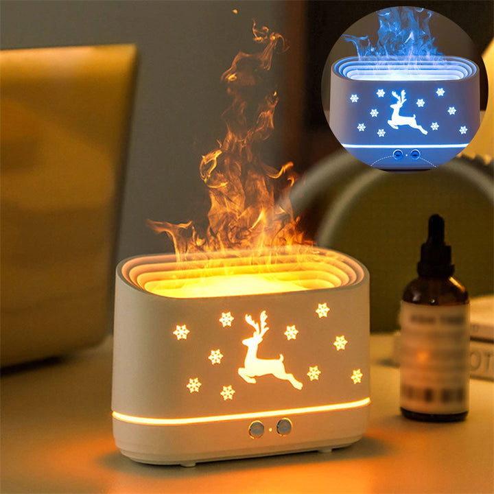 Reindeer flame diffuser with festive glow