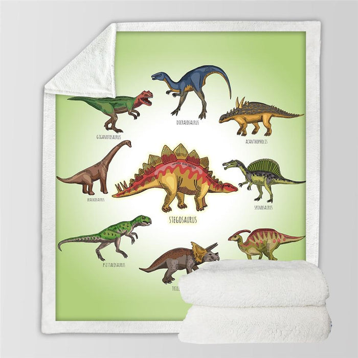 Elmvora Kids' dinosaur blanket with a fluffy sherpa back