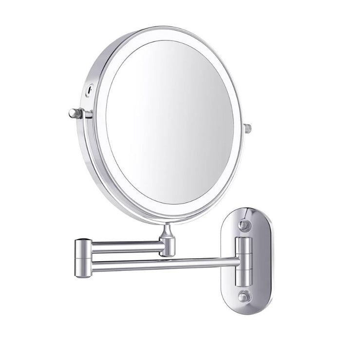 LED Magnifying Mirror | Rechargeable | Cosmetics & Bathroom | Chrome Silver