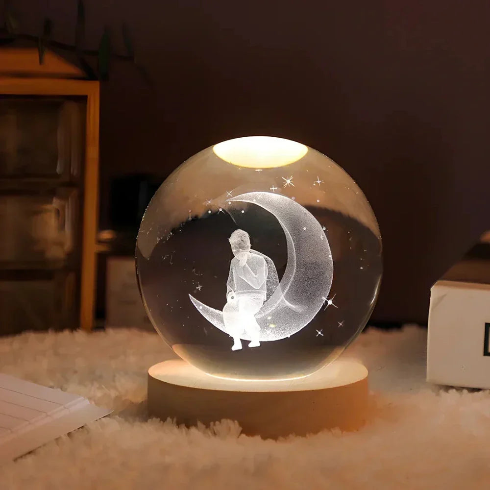 LED Night Light with 3D Crystal Sphere