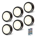 Leastyle Remote Control Led Puck Light, dimmable battery-operated Under Cabinet Light - 6 Pack Natural White