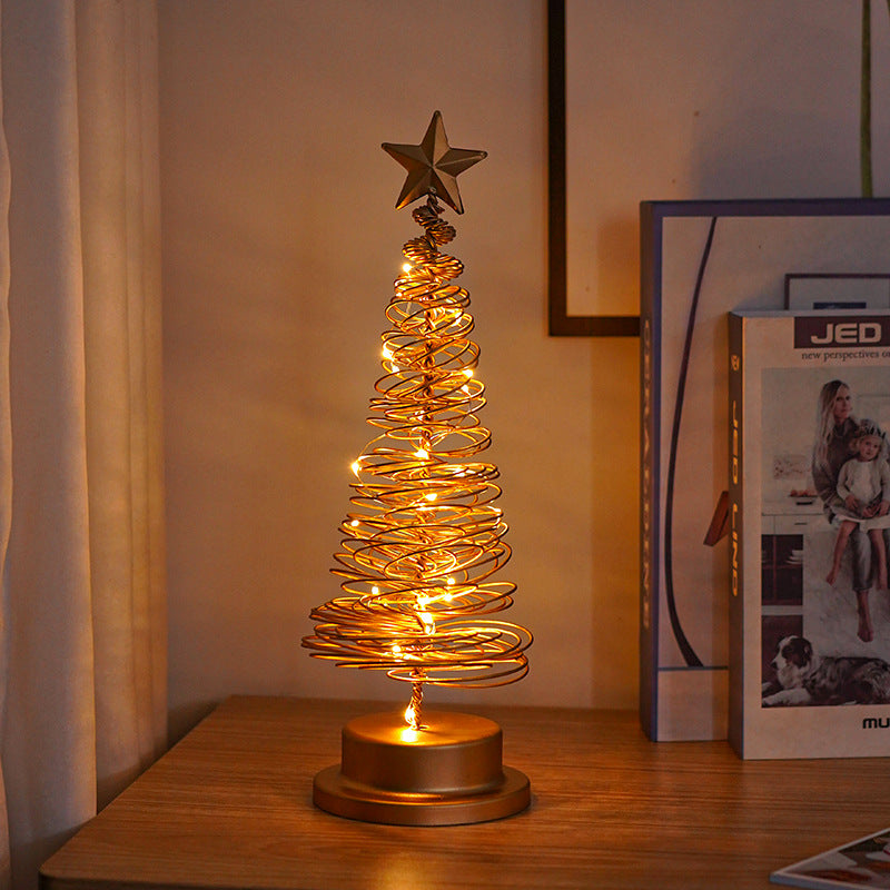 Gold metal LED Christmas tree lamp