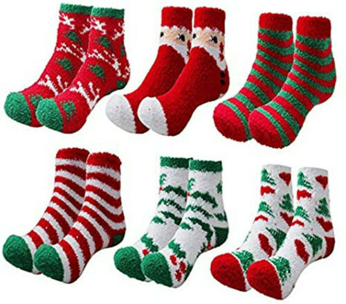 Elmvora Fluffy Christmas bed socks, five pairs in a bag