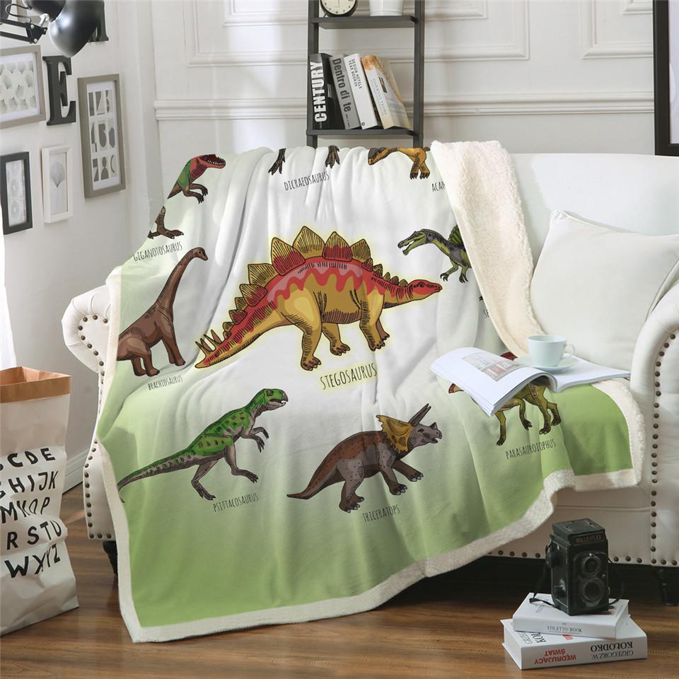 Kids' dinosaur print sherpa blanket