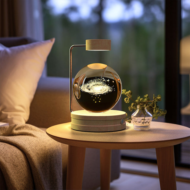 Crystal ball lamp with engraved 3D design
