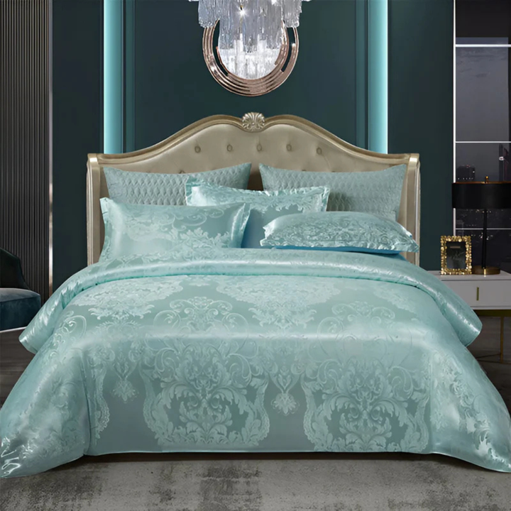 Satin Floral Bedding Set with Duvet Cover and Pillowcases