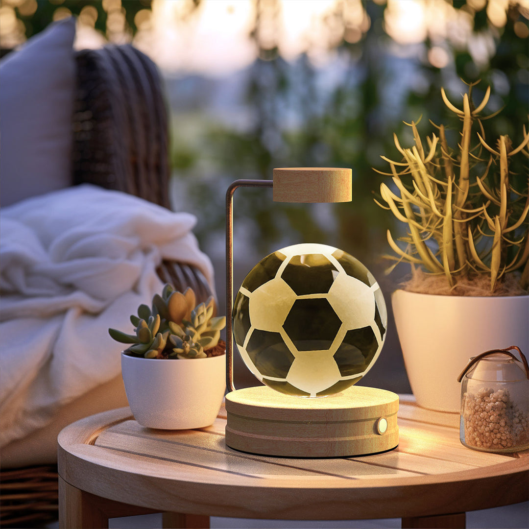 Crystal ball lamp with engraved 3D design