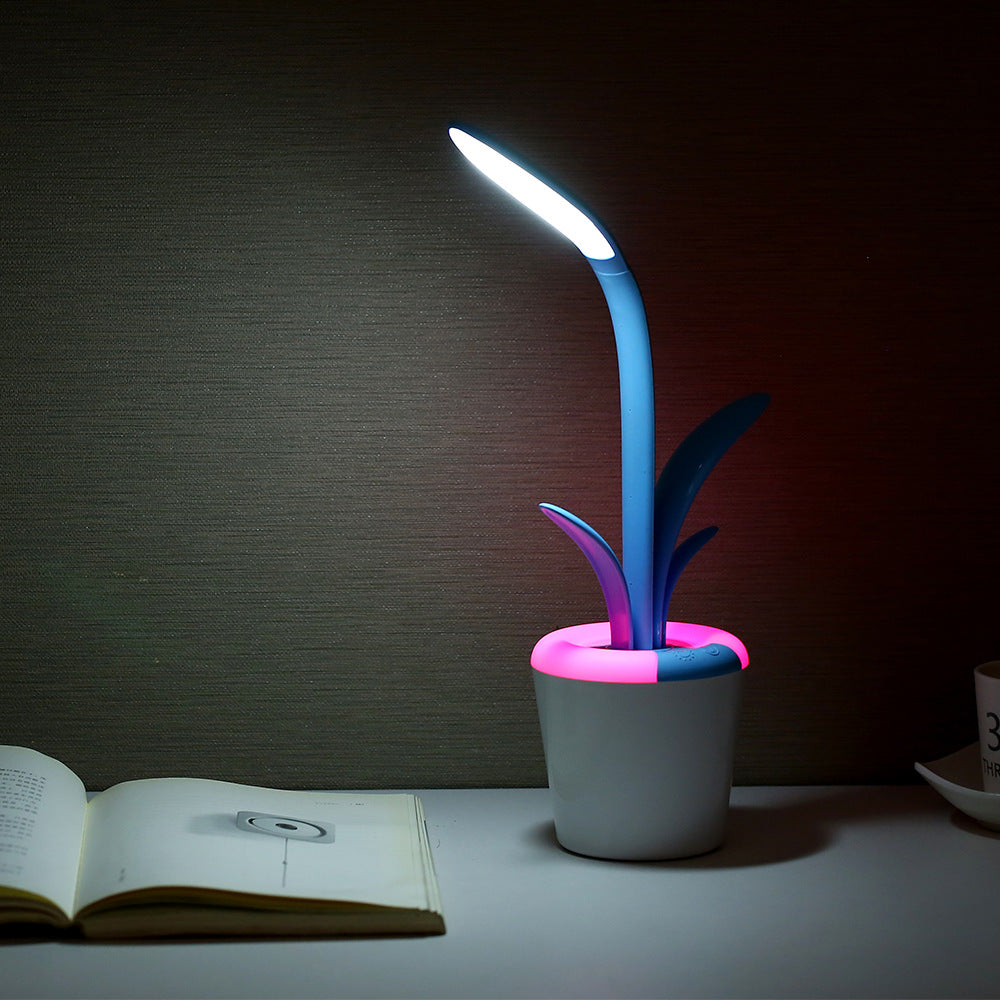 Pink plant shaped desk lamp
