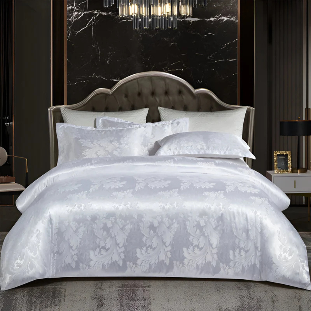 Satin Floral Bedding Set with Duvet Cover and Pillowcases