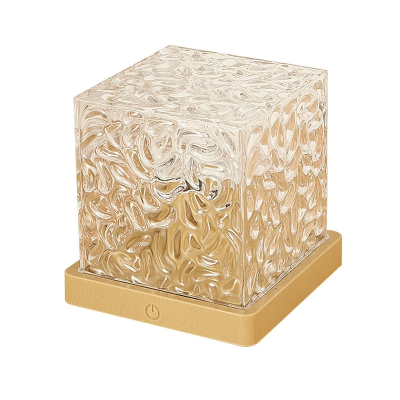 Water ripple night light on a wooden base