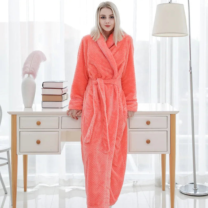 Bathrobe Long | Fluffy & Warm | With Shawl Collar & Tie Belt