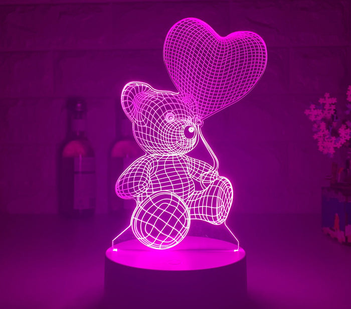 Elmvora 3D teddy bear night light with colour-changing glow