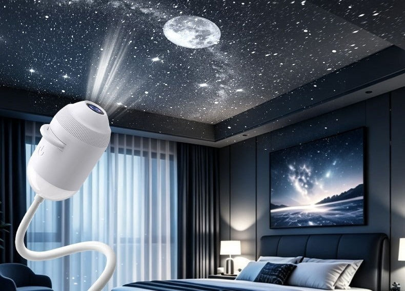 Mini USB star projector lighting a car roof