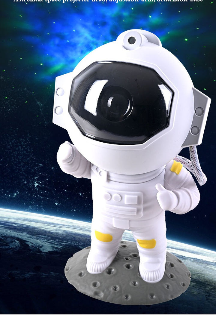 Astronaut star projector on a shelf