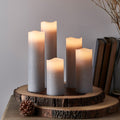 5-piece set pillar candles grey with remote control