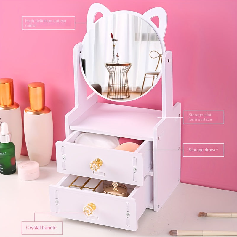MeowGlow - Cat Ear Makeup Mirror with Storage