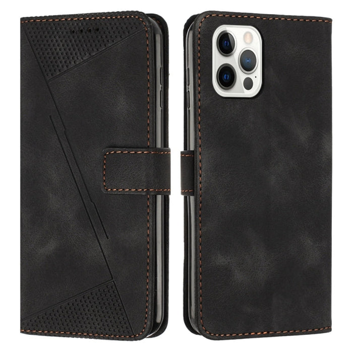 For iPhone 13 Pro Max Dream Triangle Leather Phone Case with Shoulder Strap (Black)