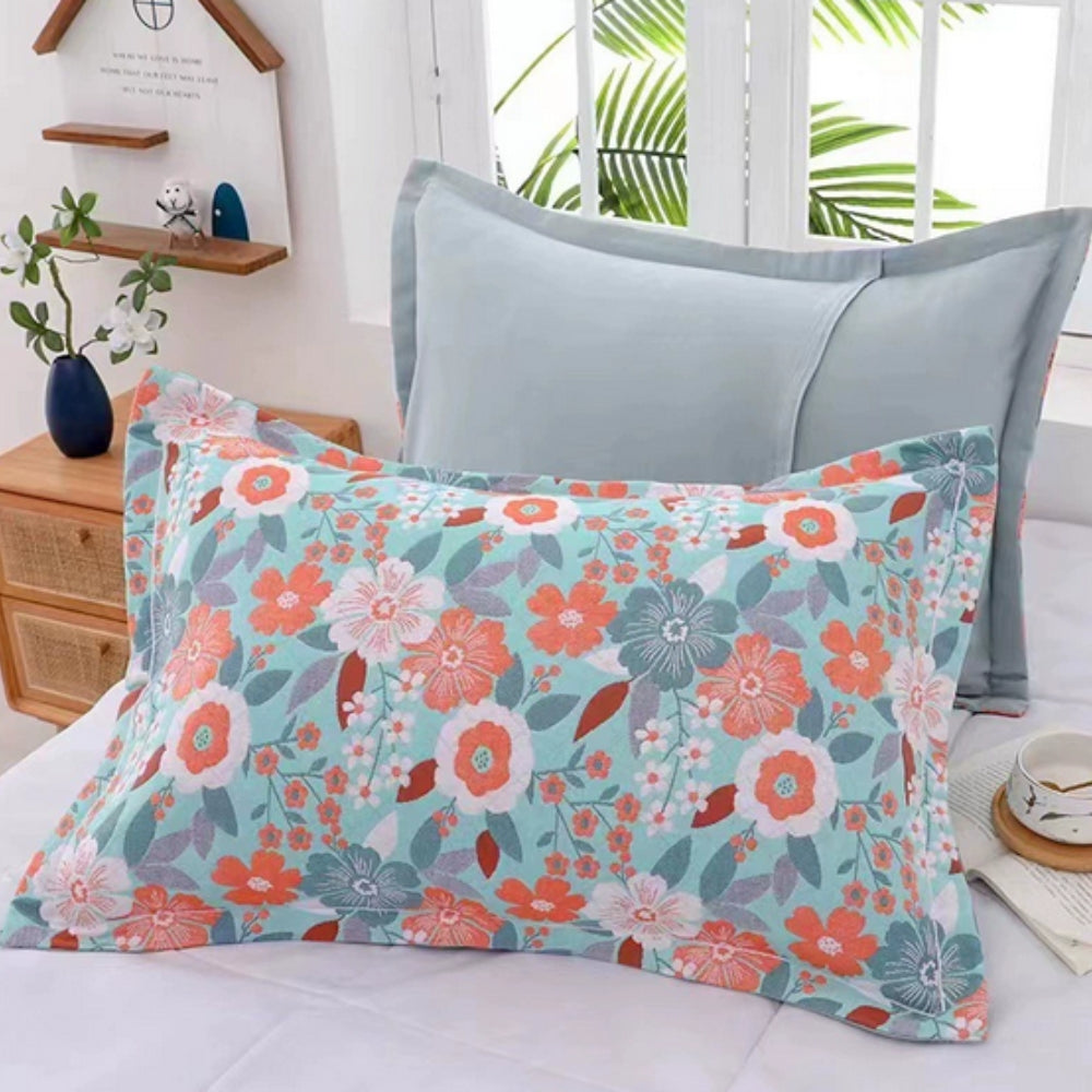 Floral Print Cotton Pillowcase | 2pcs