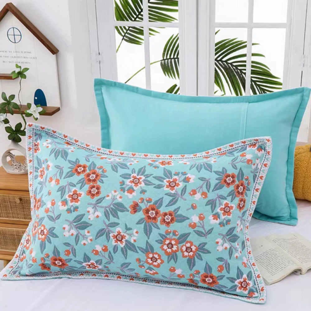 Floral Print Cotton Pillowcase | 2pcs