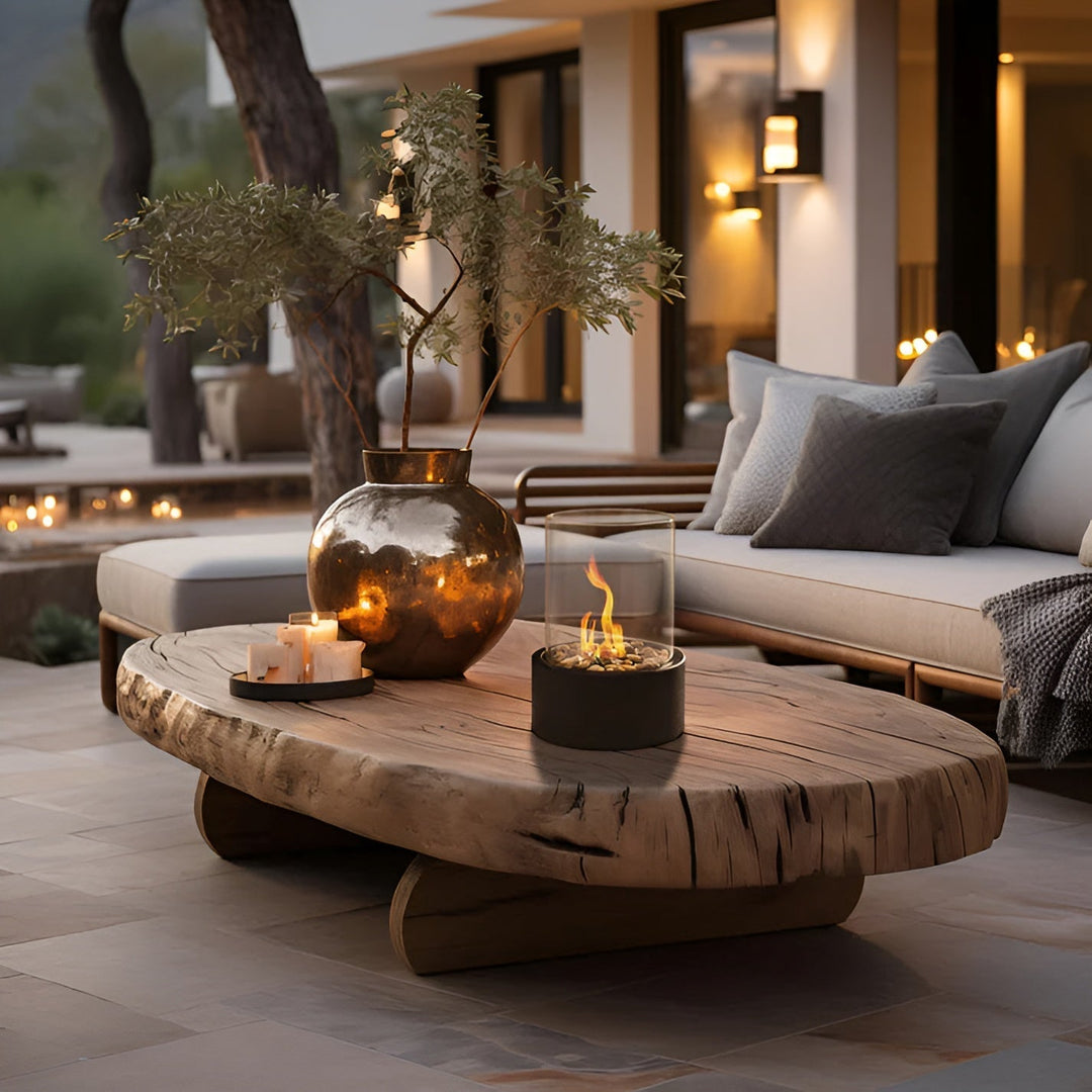 SleekFlame - Stylish black metal base table fire pit