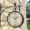 Black Double Sided Railway Outdoor Clock