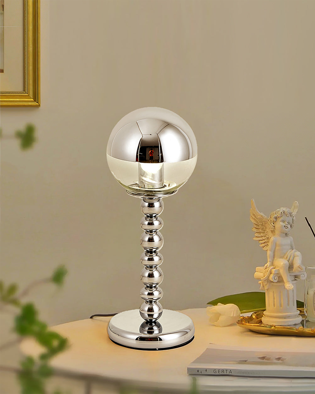 MirrorGlow – Minimalist Chrome Table Lamp