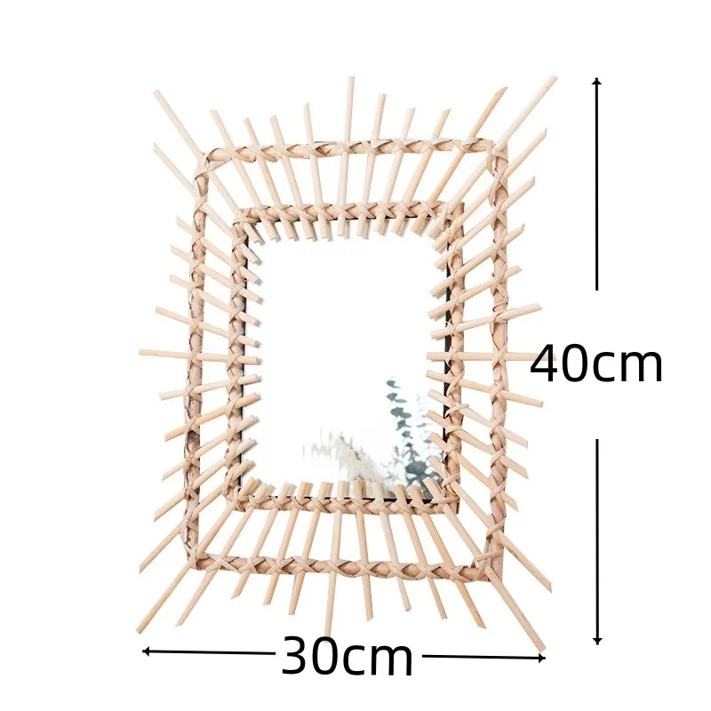 Modern Square Bamboo Wall-Mounted Decorative Mirror