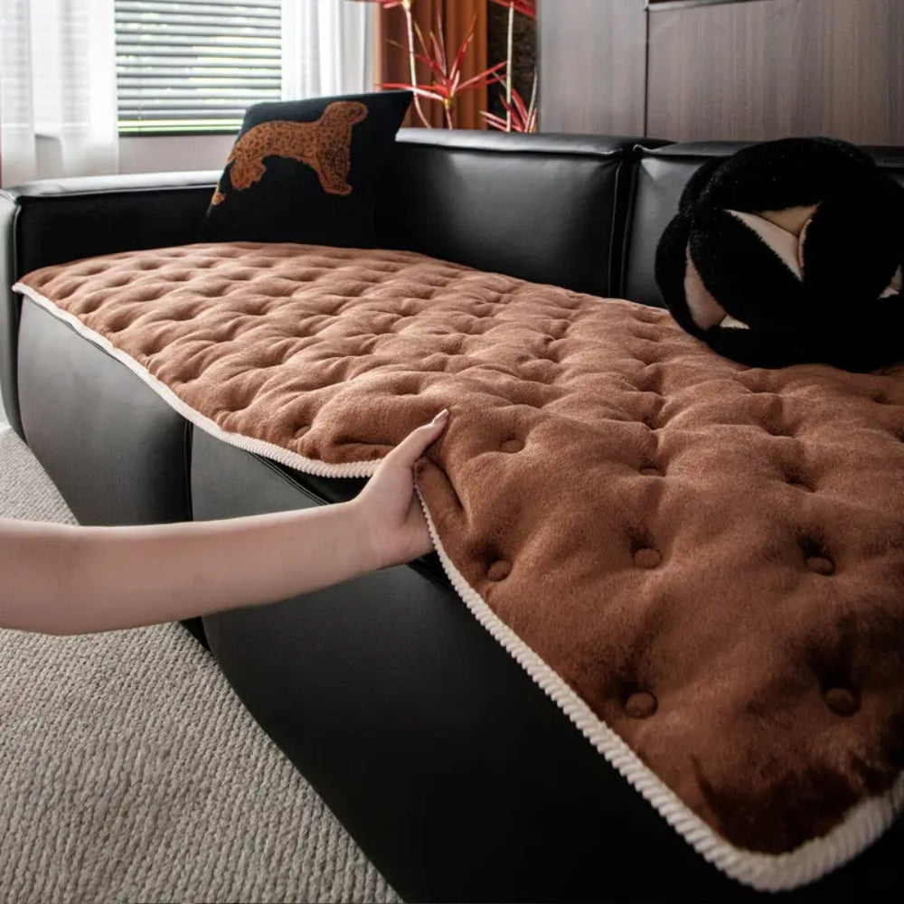 Plush Button-Tufted Sofa Cover