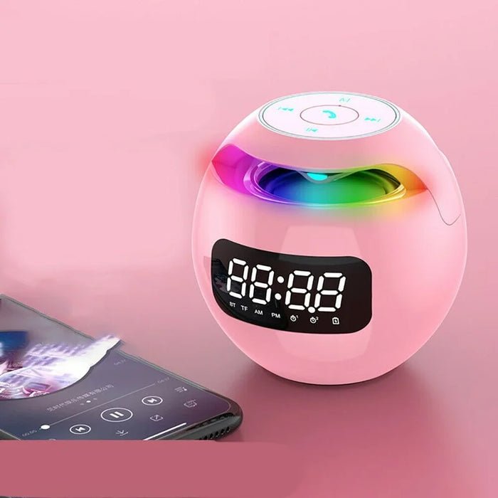Digital LED Alarm Clock with Bluetooth Speaker & colourful Night Light – Motion Sensor, Rechargeable, 5W Sound