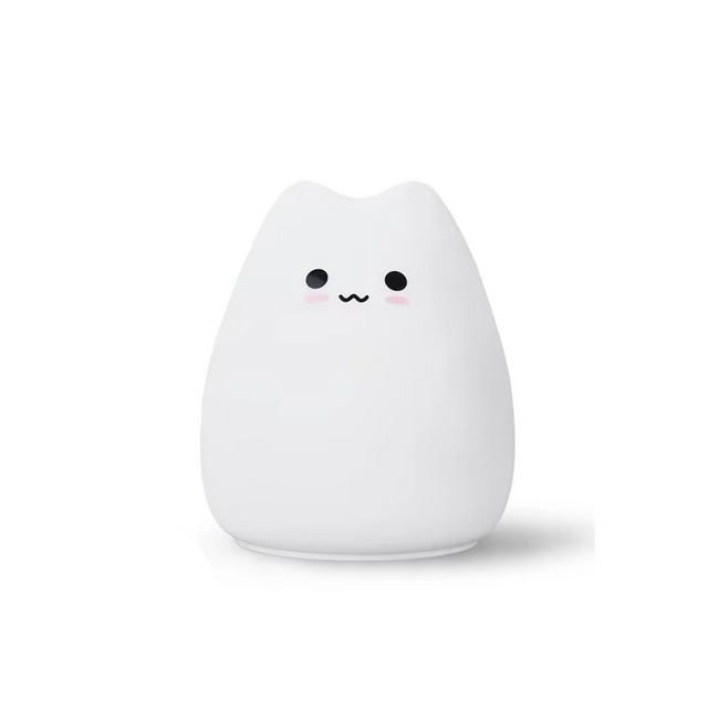 Charming Cat Silicone Night Light with 7-colour Touch Sensor