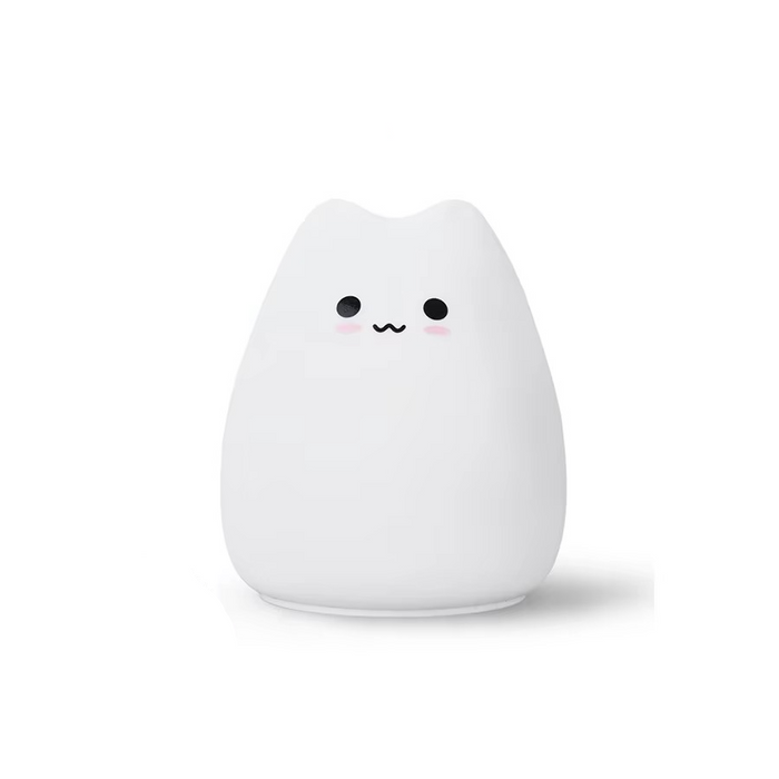 Charming Cat Silicone Night Light with 7-colour Touch Sensor