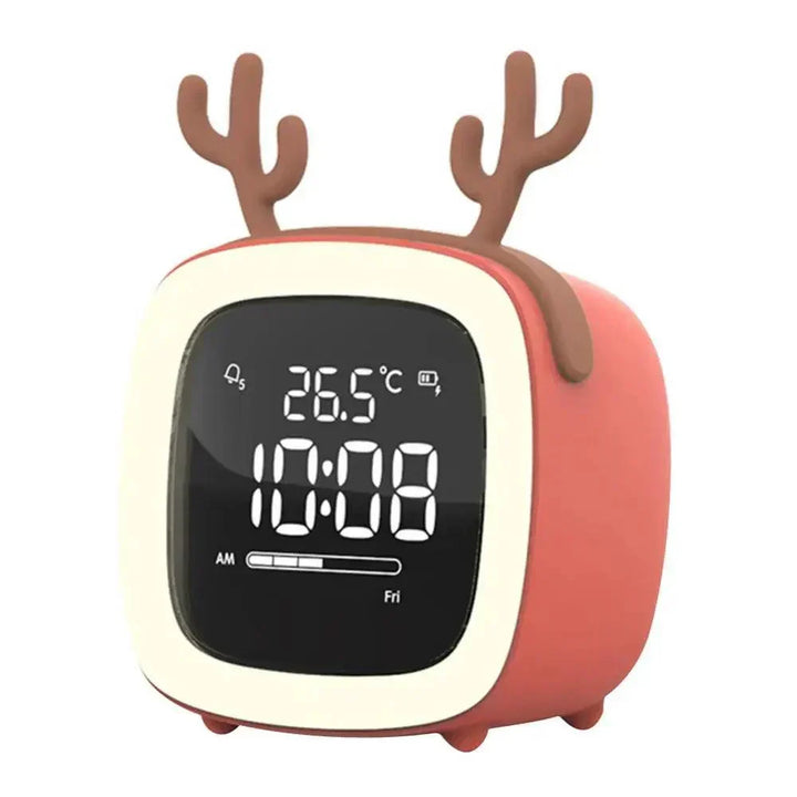 Cartoon Bunny LED Alarm Clock with Night Light – Rechargeable, Cute Digital Display for Kids &amp; Bedrooms
