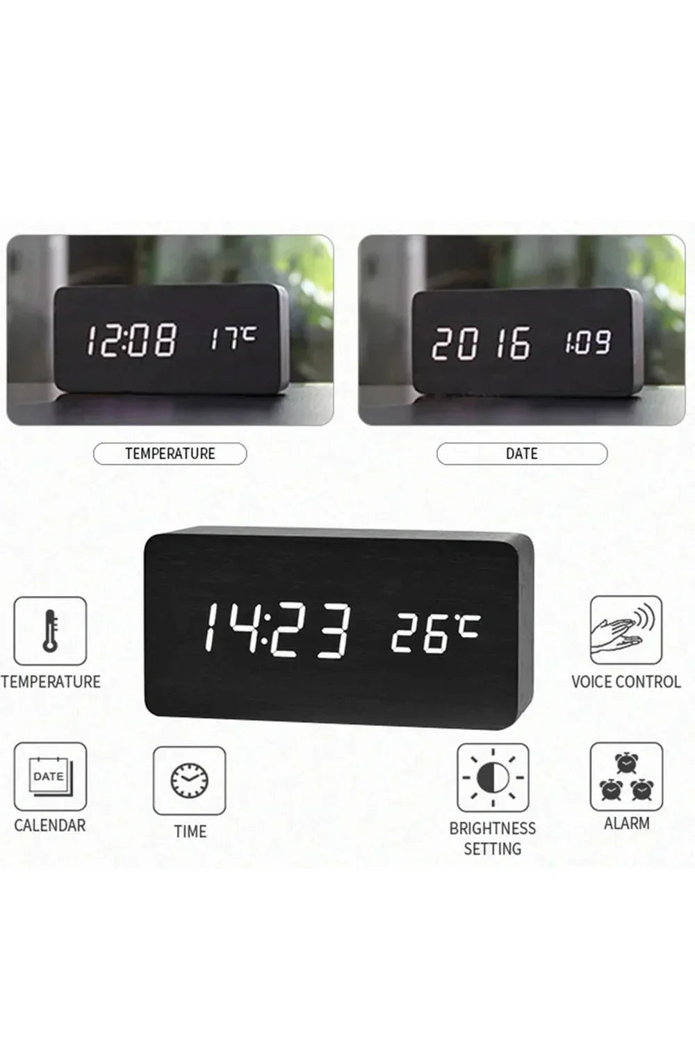 Wood LED Digital Clock