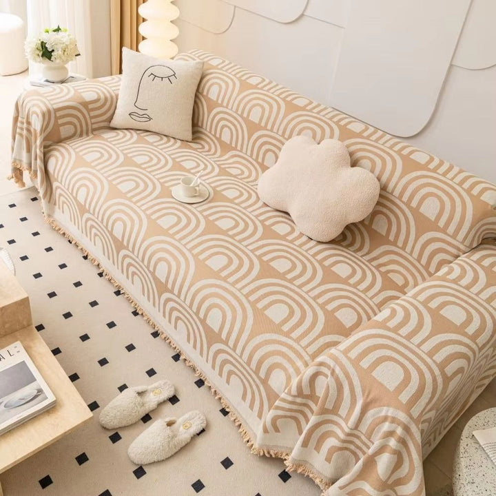 Symmetrical Half-Arch Chenille Sofa Cover