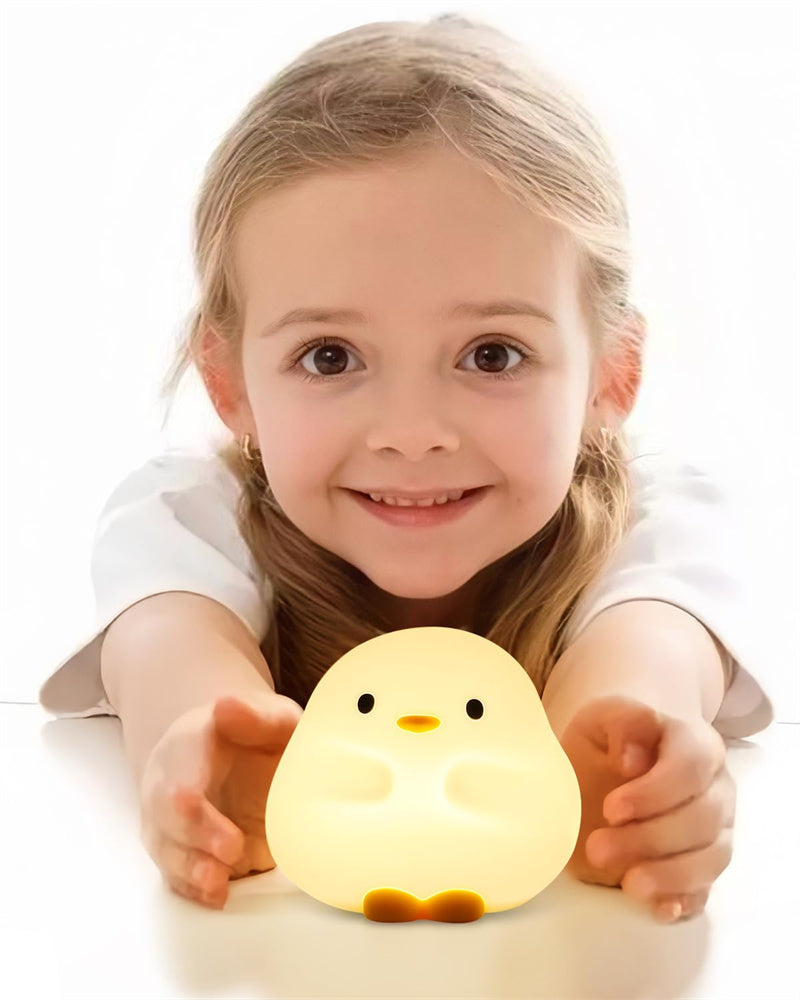 Silicone duck night light glowing