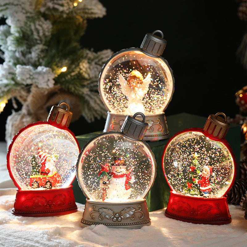 Glowing Christmas glitter globe with Santa