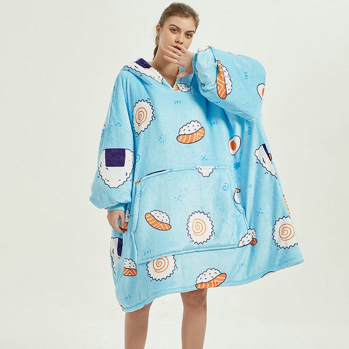 Elmvora Oversized hoodie blanket with sherpa lining