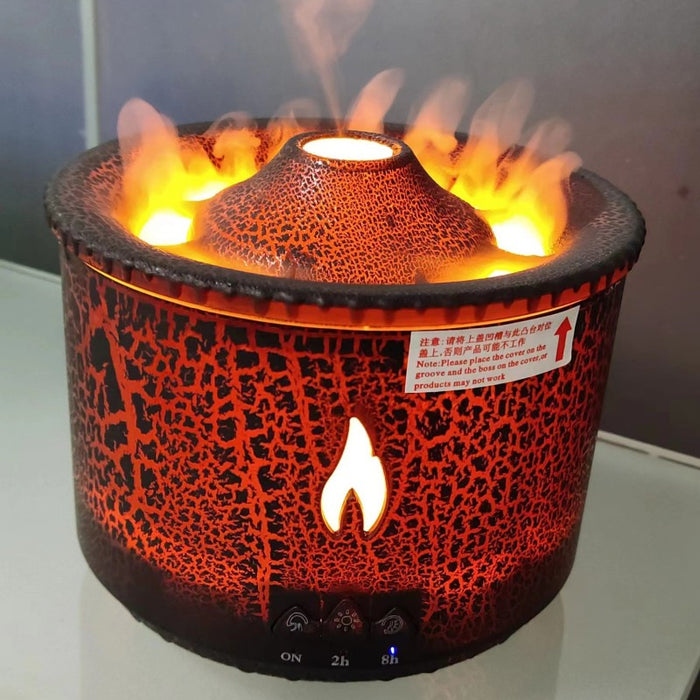 Elmvora Volcano flame diffuser with smoke ring mist