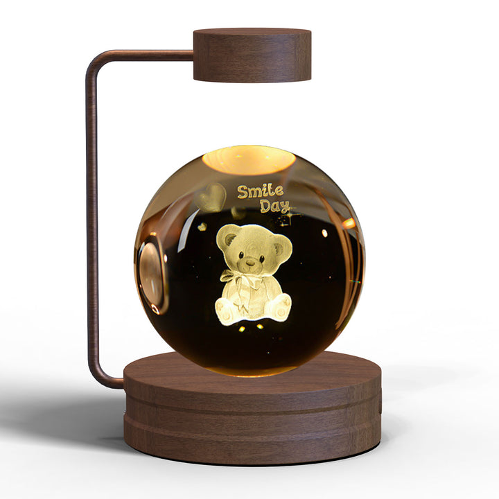 Crystal ball lamp with engraved 3D design